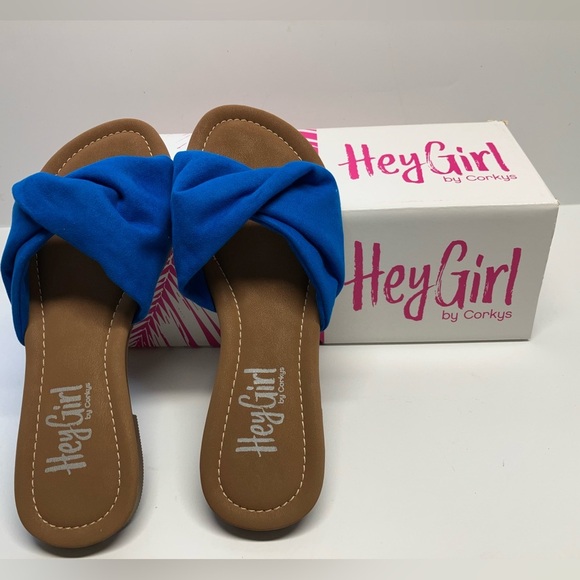 Hey Girl by Corkys Lemonade Sandal Blue Women’s Slip On Sandals, Size 7, NWT - Picture 2 of 5